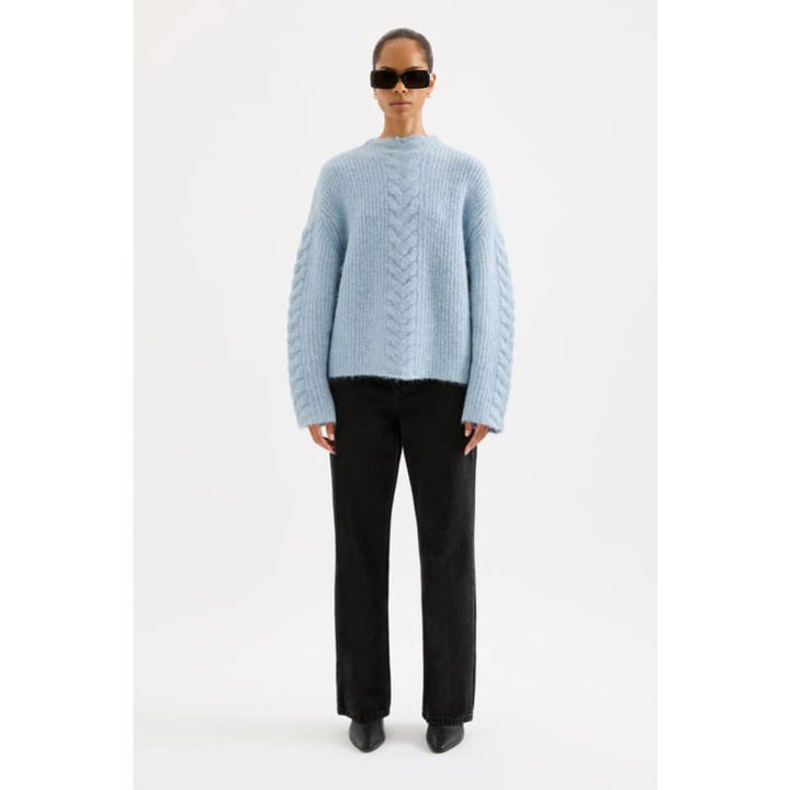 Paige Cable Knit | Sky - Knitwear