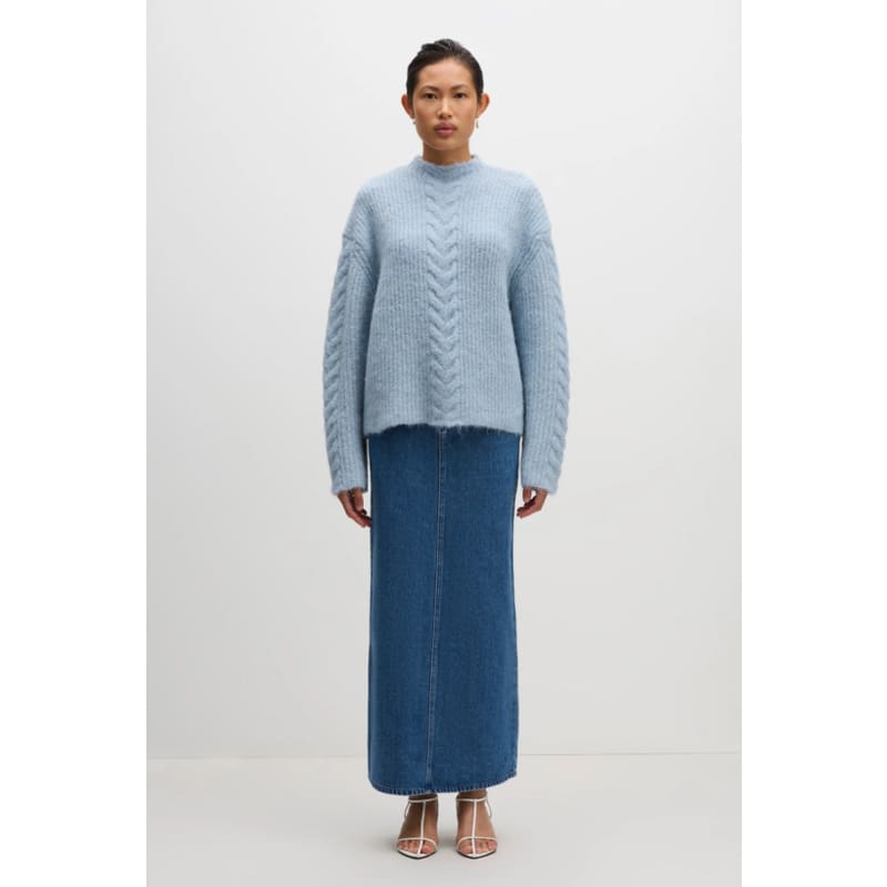 Paige Cable Knit | Sky - Knitwear