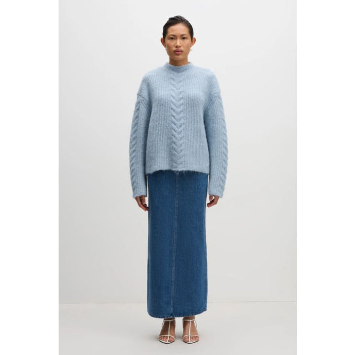 Paige Cable Knit | Sky - Knitwear
