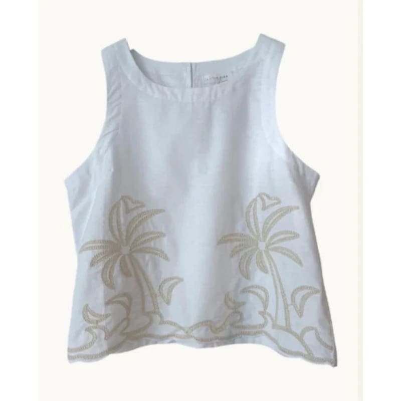 Palm Embroidered Top - Tops