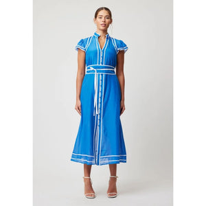 Panama Cotton Silk Maxi Dress | Azure - Dress
