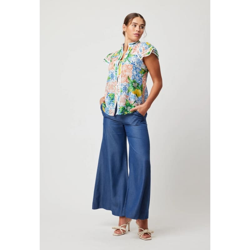 Panama Cotton Silk Top | Limonata Print - Tops