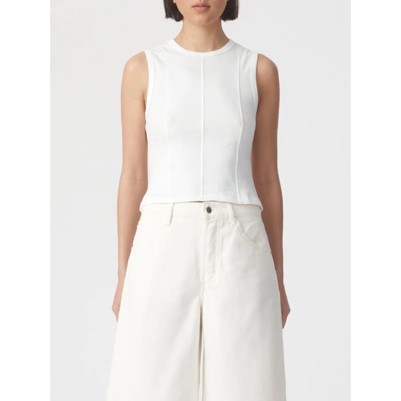 Panelled Rib Tank | Ecru - Tops