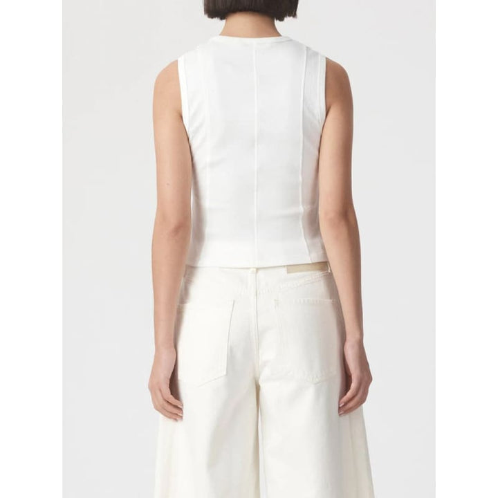 Panelled Rib Tank | Ecru - Tops