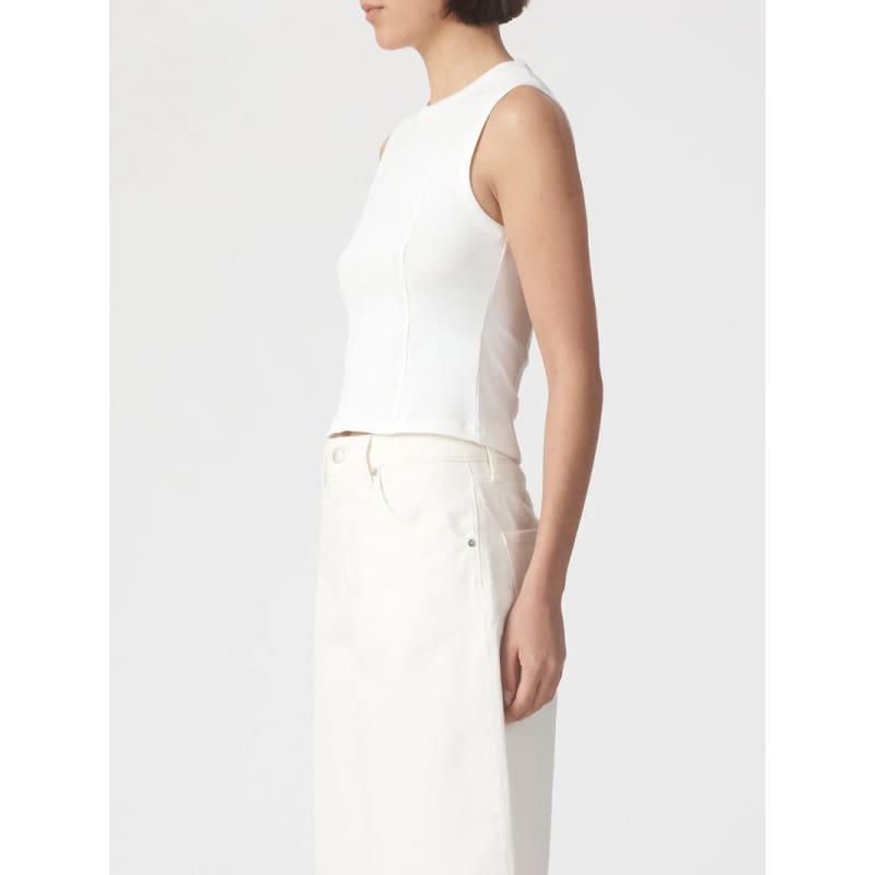 Panelled Rib Tank | Ecru - Tops