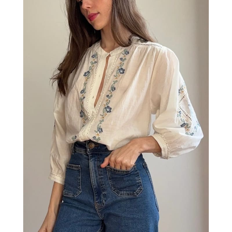 Passionflower Blouse | Chalk Tops
