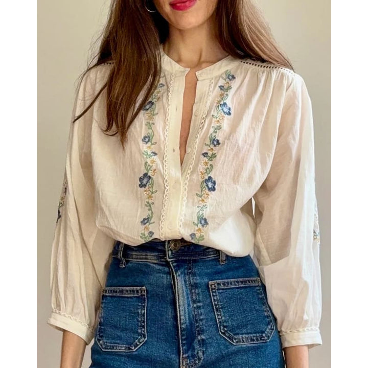 Passionflower Blouse | Ecru - Tops