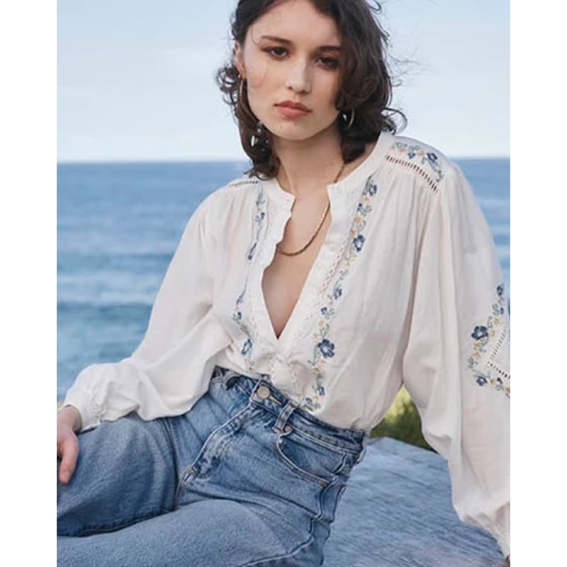 Passionflower Blouse | Ecru - Tops