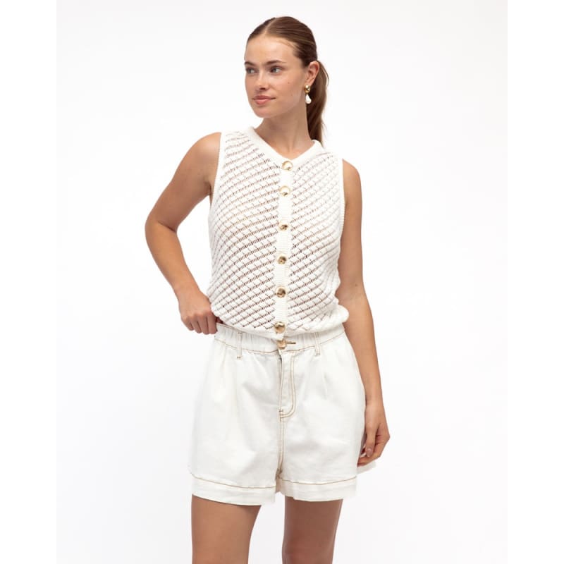 Paulo Knit Top | White - Tops