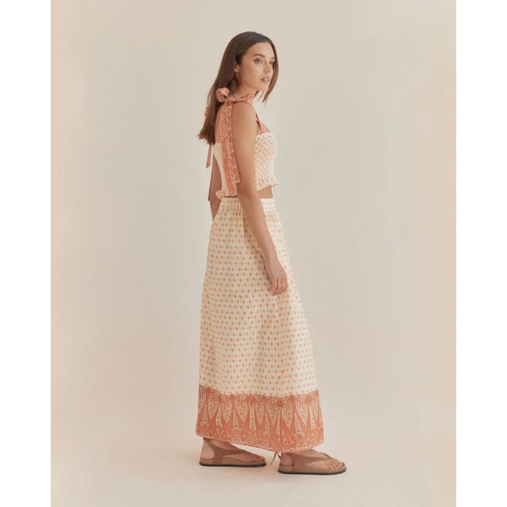 Peach Paisley Maxi Skirt - Bottoms