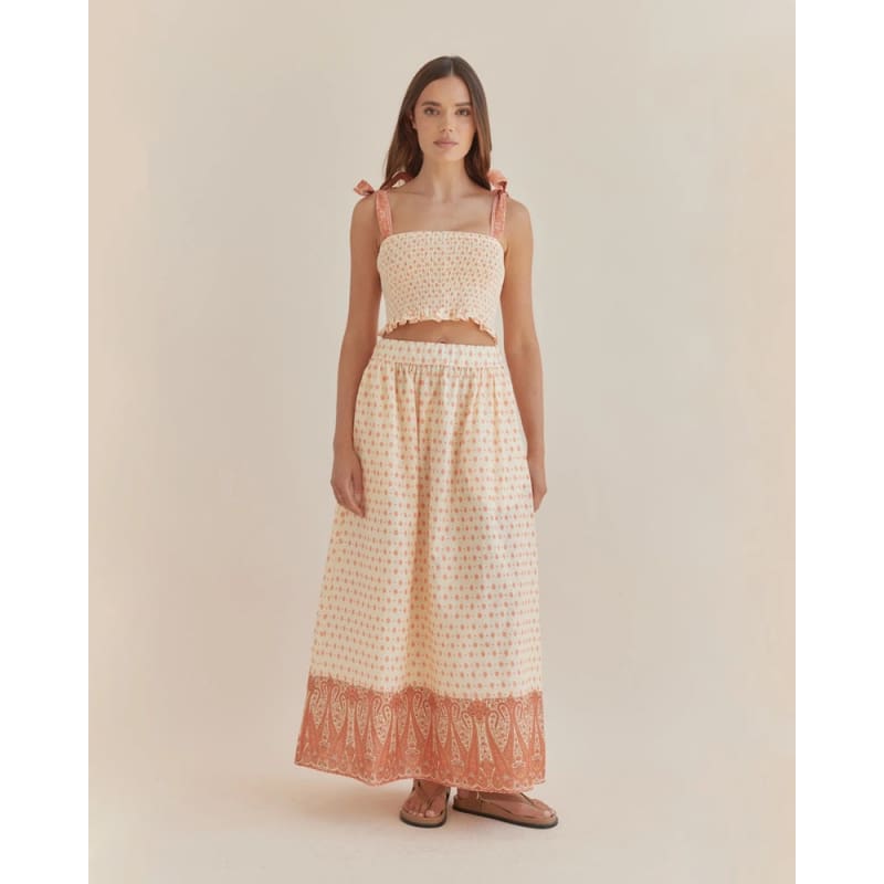 Peach Paisley Maxi Skirt - Bottoms