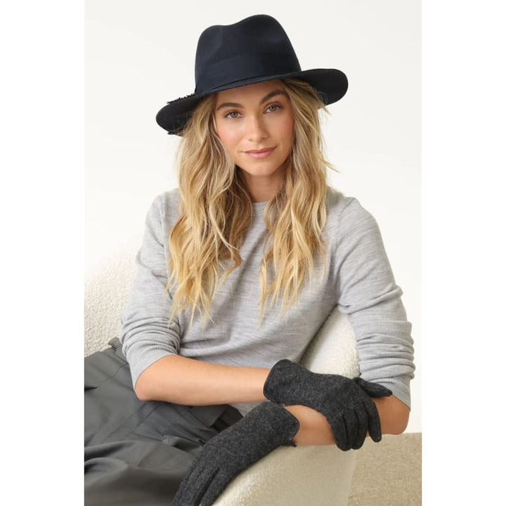 Penelope Wool Felt Fedora | Navy - Accessories