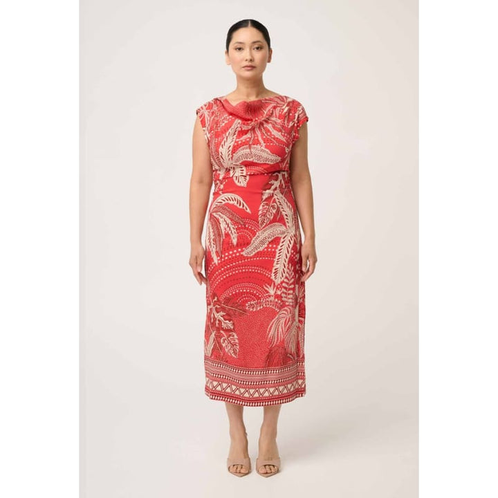 Petite Monique Draped Neck Column Dress | Crimson Palm - Dress