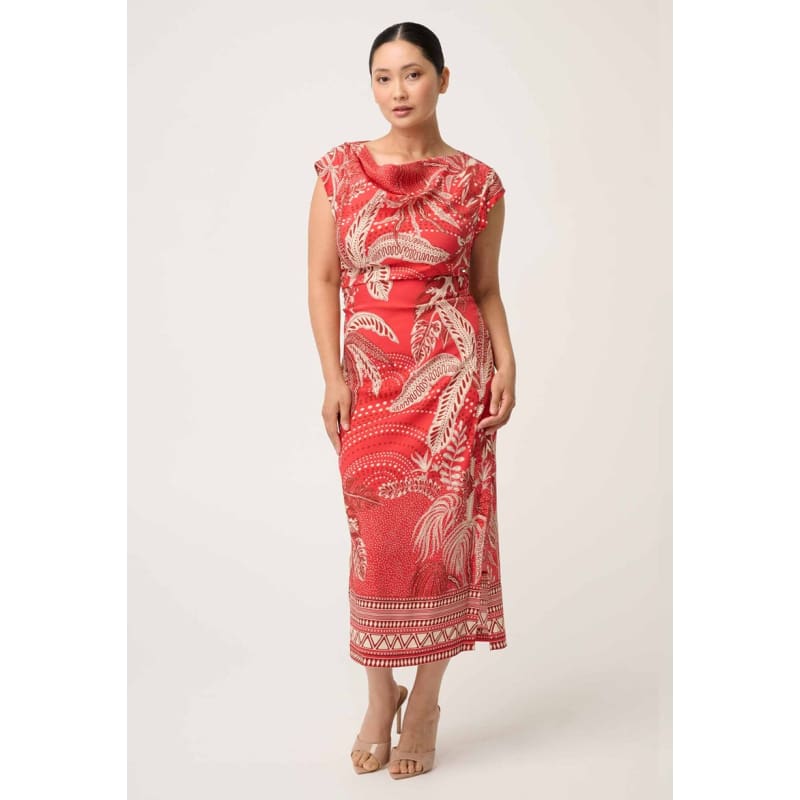 Petite Monique Draped Neck Column Dress | Crimson Palm - Dress