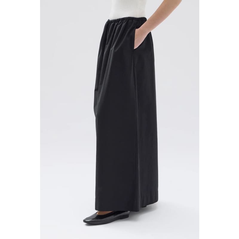 Philipa Poplin Midi Skirt | Black - Bottoms