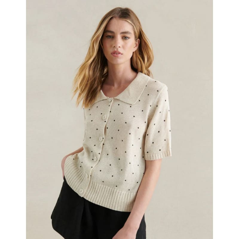 Polka Dot Button Top | White - Tops