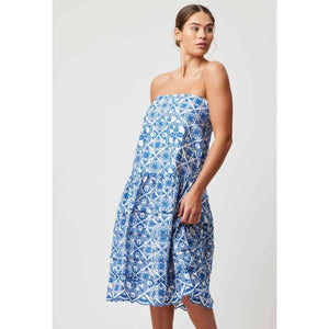 Positano Emboidered Viscose Maxi Skirt | Azure Embroidery - Bottoms