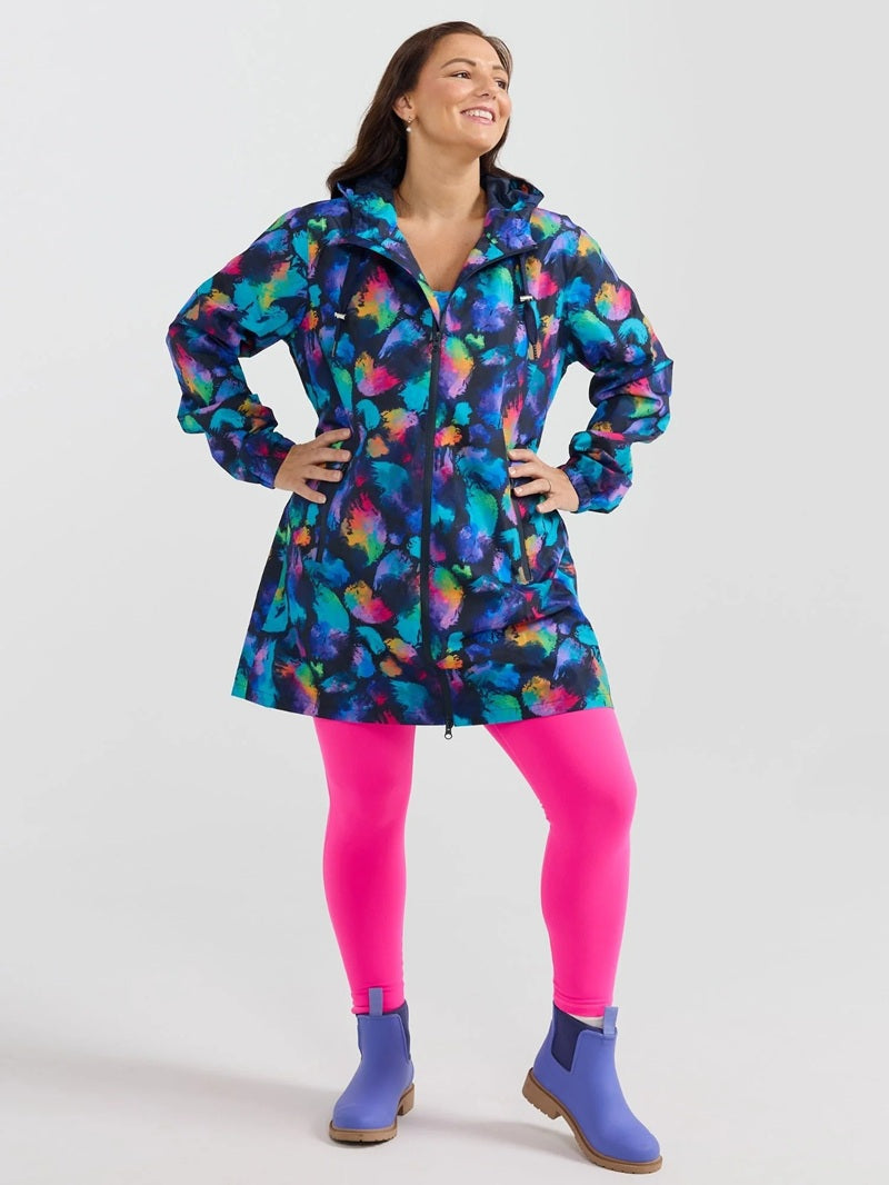 Rainbow Splatter Longline Raincoat
