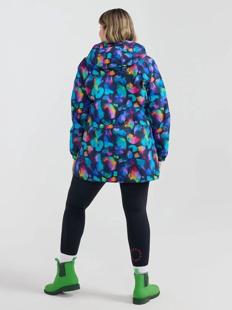 Rainbow Splatter Longline Raincoat