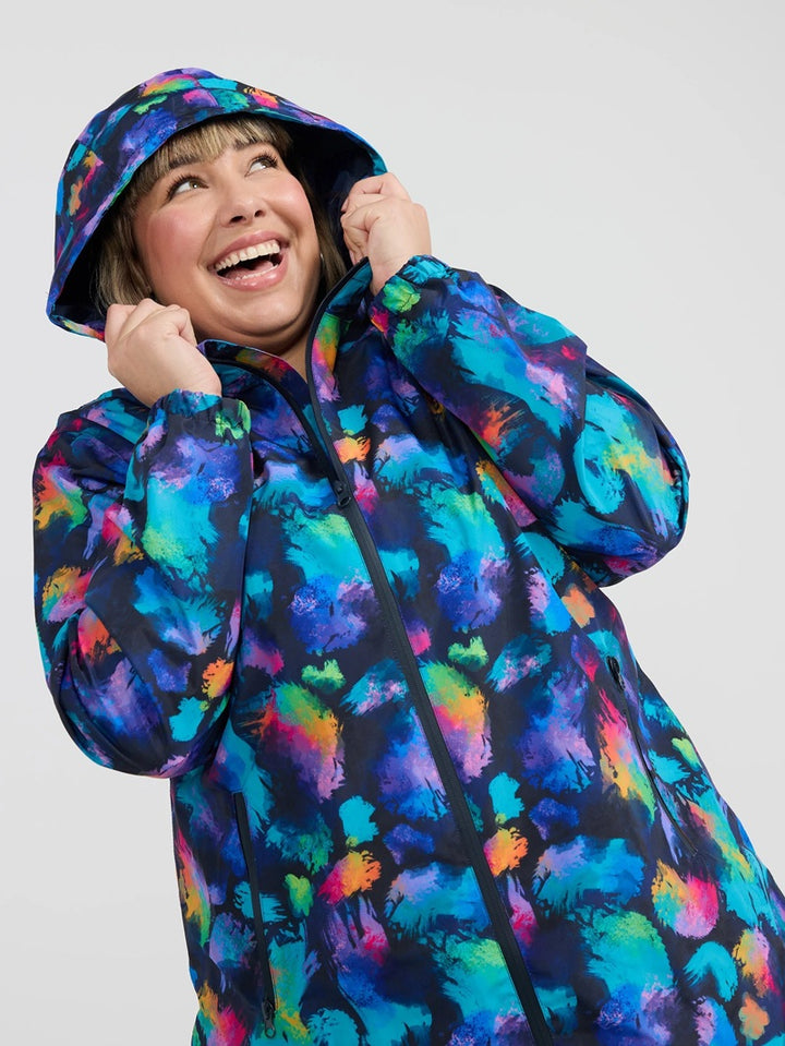 Rainbow Splatter Longline Raincoat