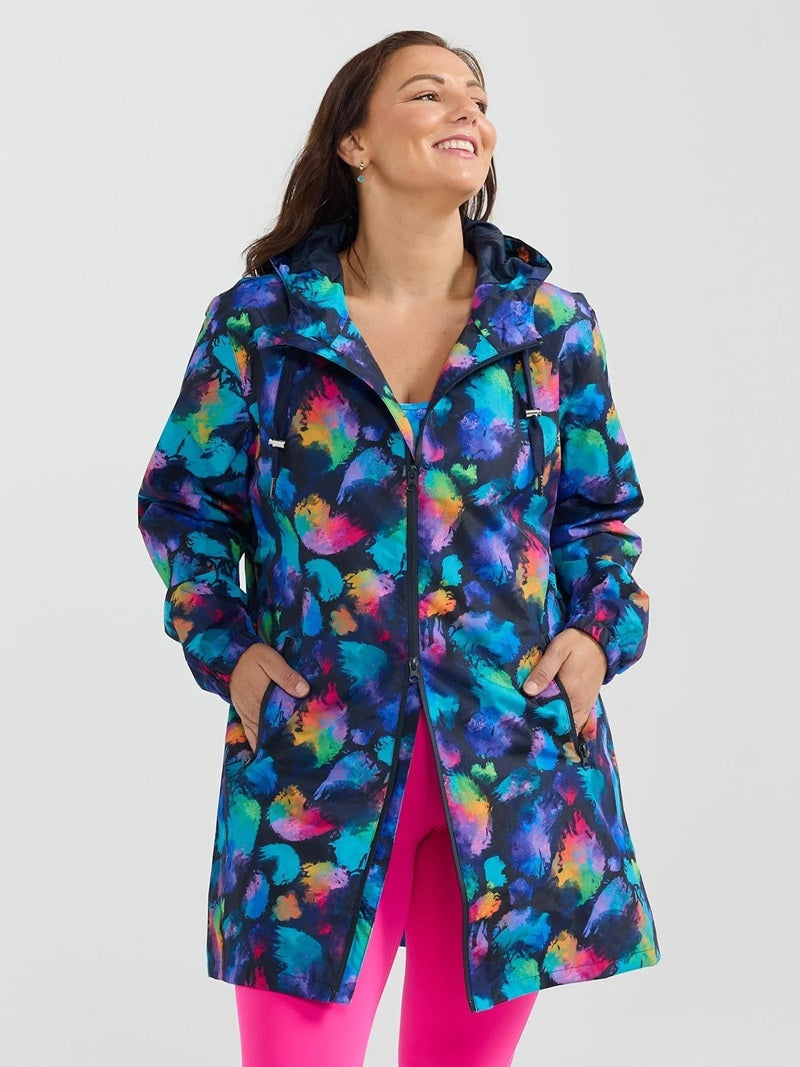 Rainbow Splatter Longline Raincoat