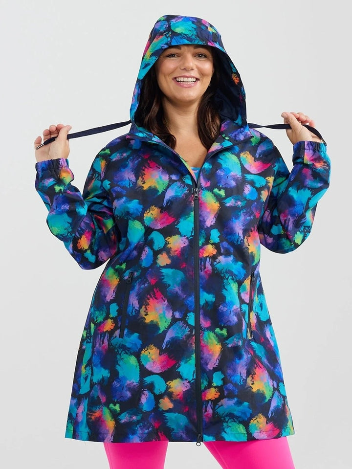 Rainbow Splatter Longline Raincoat