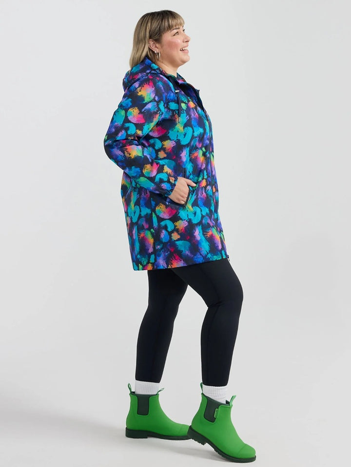 Rainbow Splatter Longline Raincoat