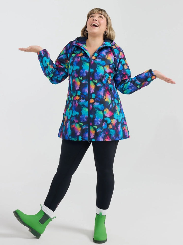 Rainbow Splatter Longline Raincoat