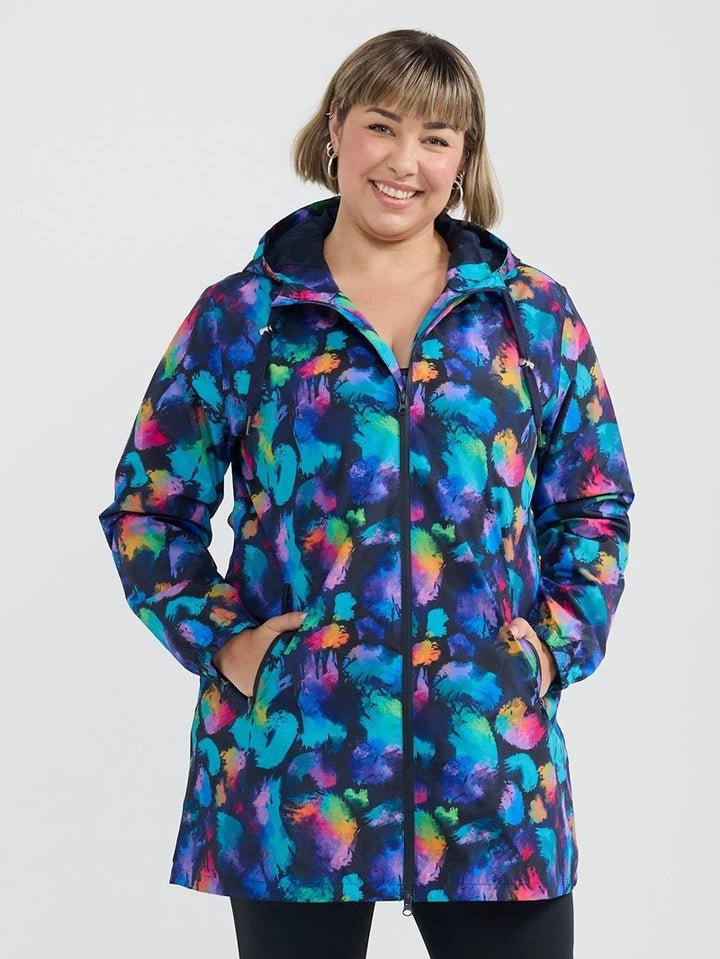 Rainbow Splatter Longline Raincoat