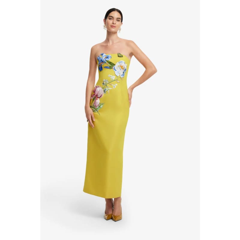 Rayna Applique Floral Bustier Maxi Dress | Mustard - Dress