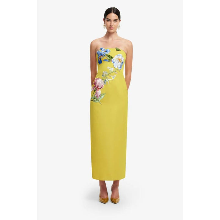 Rayna Applique Floral Bustier Maxi Dress | Mustard - Dress
