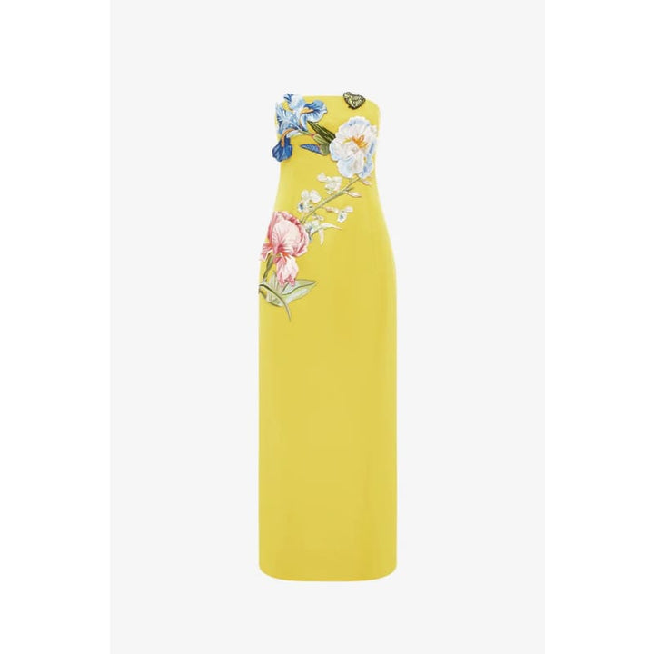Rayna Applique Floral Bustier Maxi Dress | Mustard - Dress