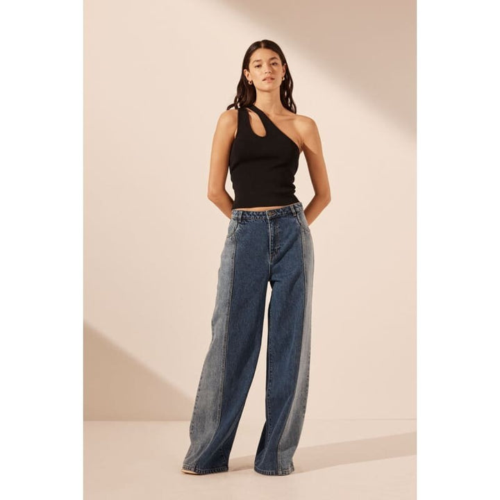 Reina Contrast Wide Leg Jean - Bottoms