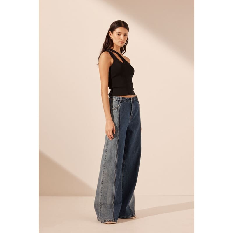 Reina Contrast Wide Leg Jean - Bottoms