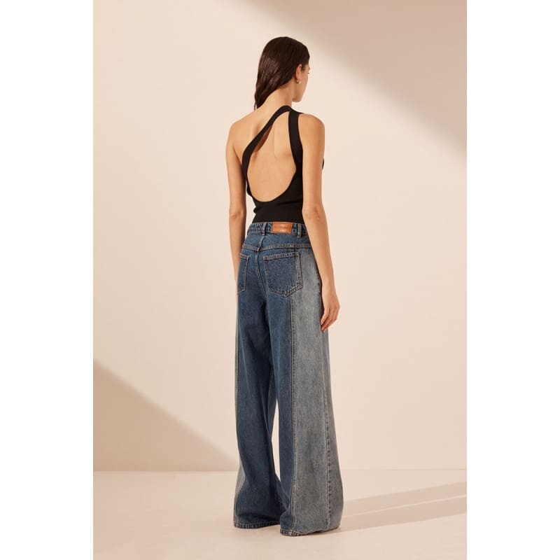 Reina Contrast Wide Leg Jean - Bottoms