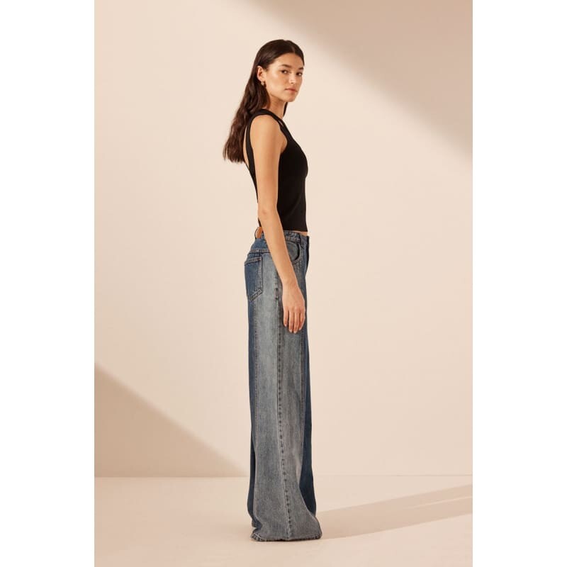 Reina Contrast Wide Leg Jean - Bottoms