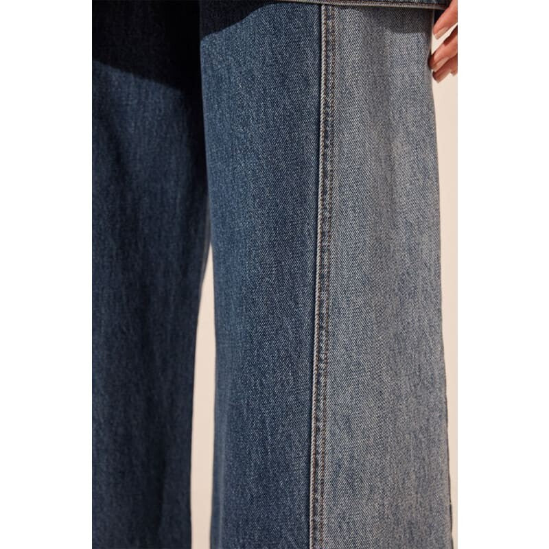 Reina Contrast Wide Leg Jean - Bottoms