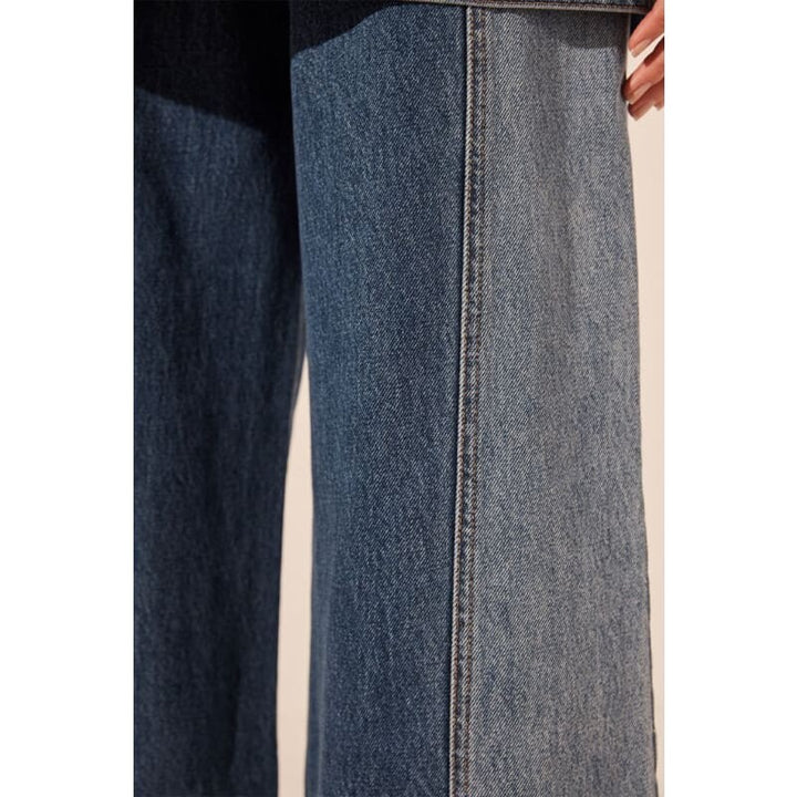 Reina Contrast Wide Leg Jean - Bottoms