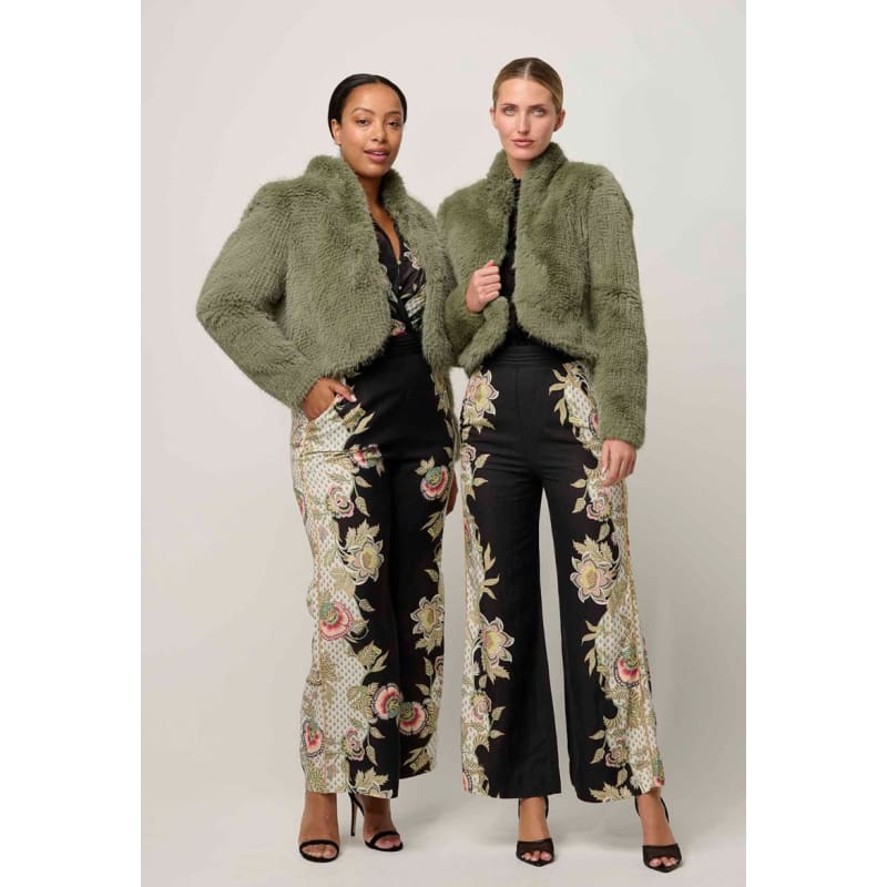 Reina Faux Fur Jacket | Jade Mist - Jackets