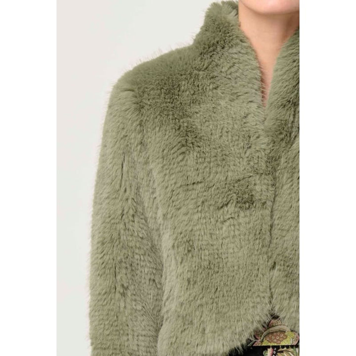 Reina Faux Fur Jacket | Jade Mist - Jackets