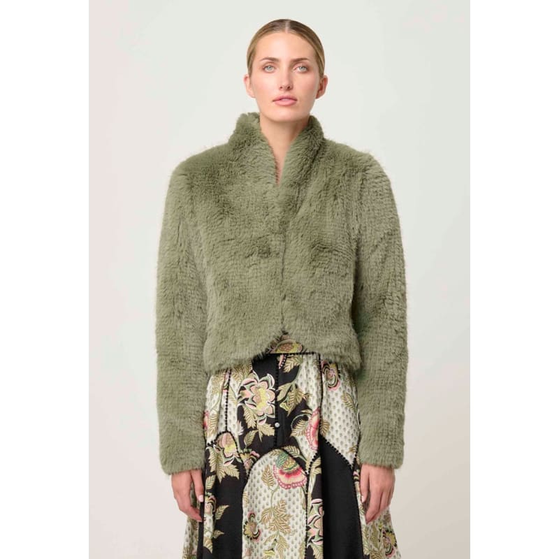 Reina Faux Fur Jacket | Jade Mist - Jackets