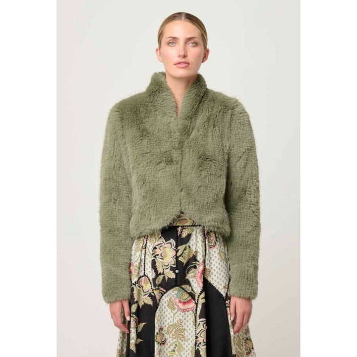 Reina Faux Fur Jacket | Jade Mist - Jackets