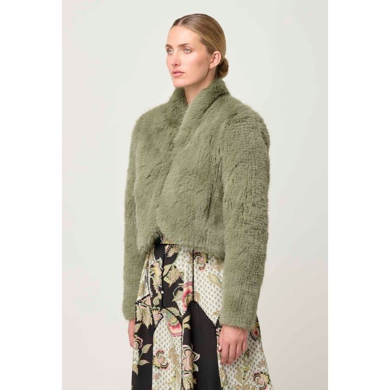 Reina Faux Fur Jacket | Jade Mist - Jackets