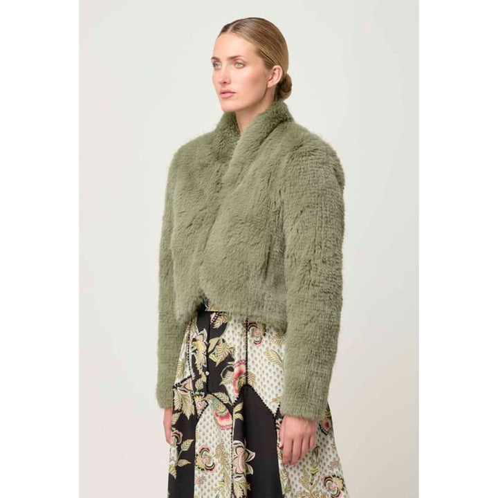 Reina Faux Fur Jacket | Jade Mist - Jackets