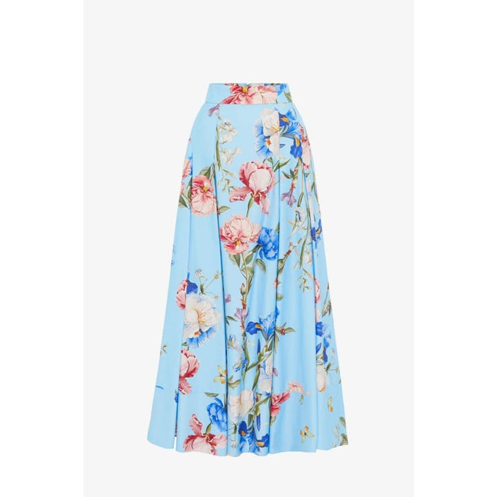 Rhiannan Skirt | Garden Print in Baby Blue - Bottoms