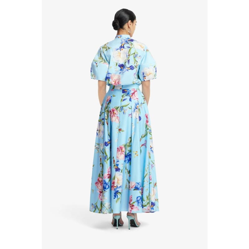 Rhiannan Skirt | Garden Print in Baby Blue - Bottoms