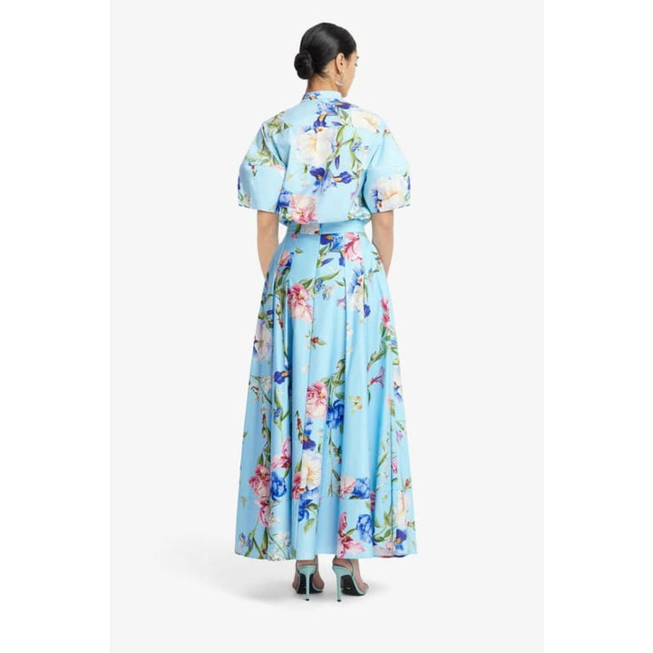 Rhiannan Skirt | Garden Print in Baby Blue - Bottoms