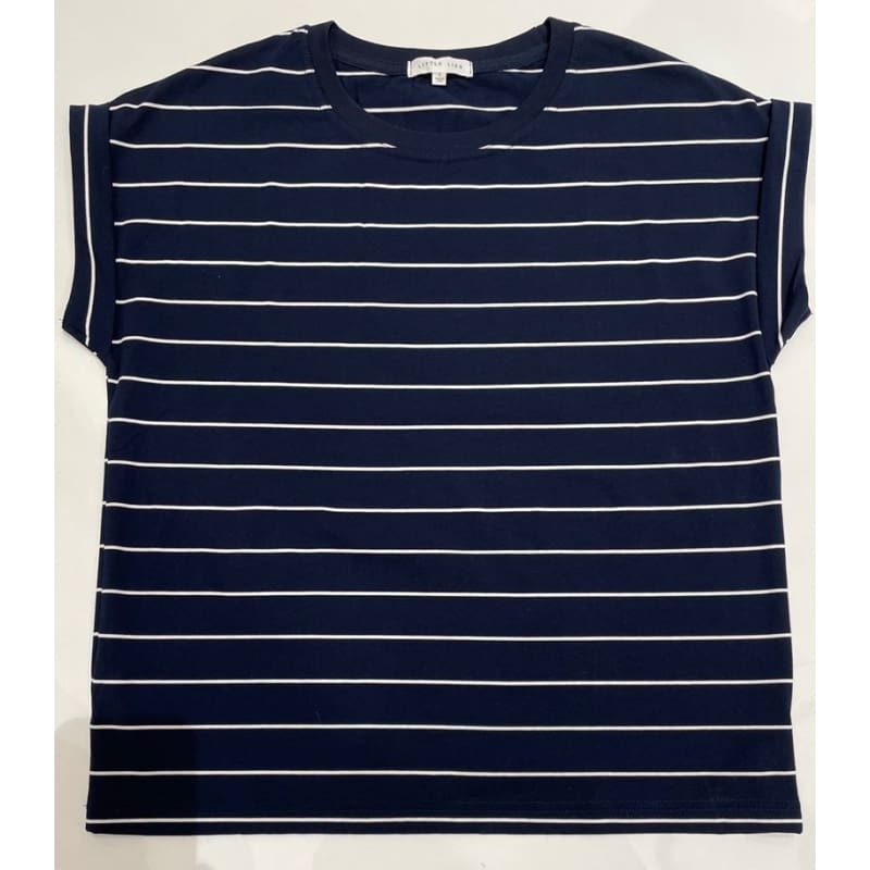 Rhode Tee | Navy & White Stripe - Tops