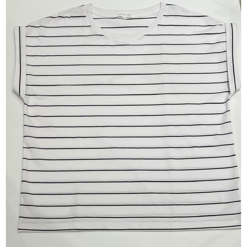 Rhode Tee | White & Black Stripe - Tops