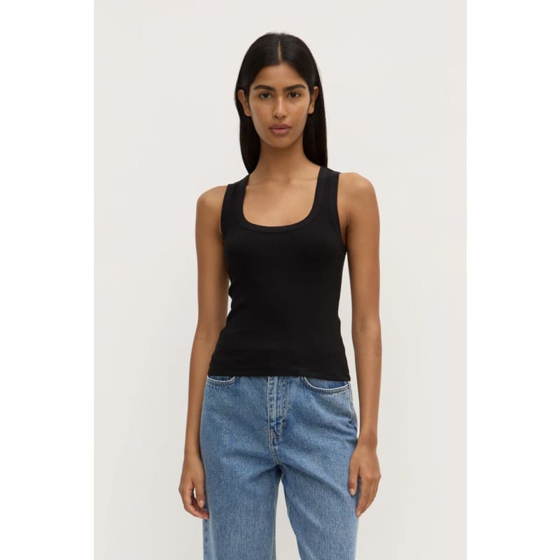 Robyn Scoop Neck Rib Tank | Black - Tops
